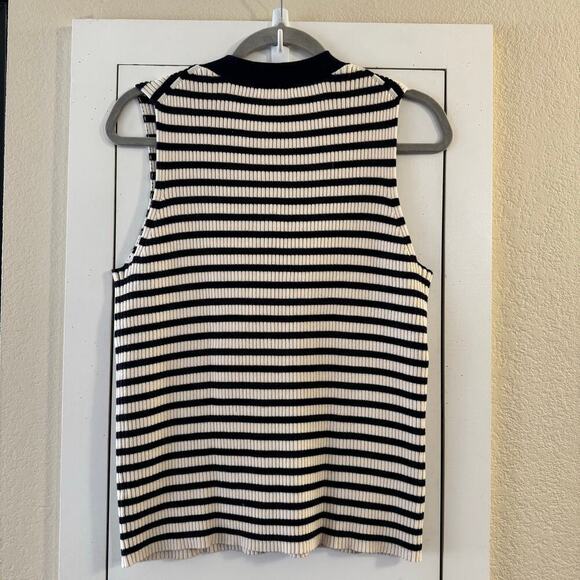 J.Crew Ribbed Striped lace-up sweater tank blue white Sz Large nautical Preppy - Picture 5 of 7